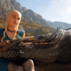Daenerys Targaryen "Khaleesi" (Emilia Clarke) with Drogon in Game of Thrones