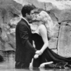 Marcello Mastroianni and Anita Ekberg in La Dolce Vita directed by Federico Fellini